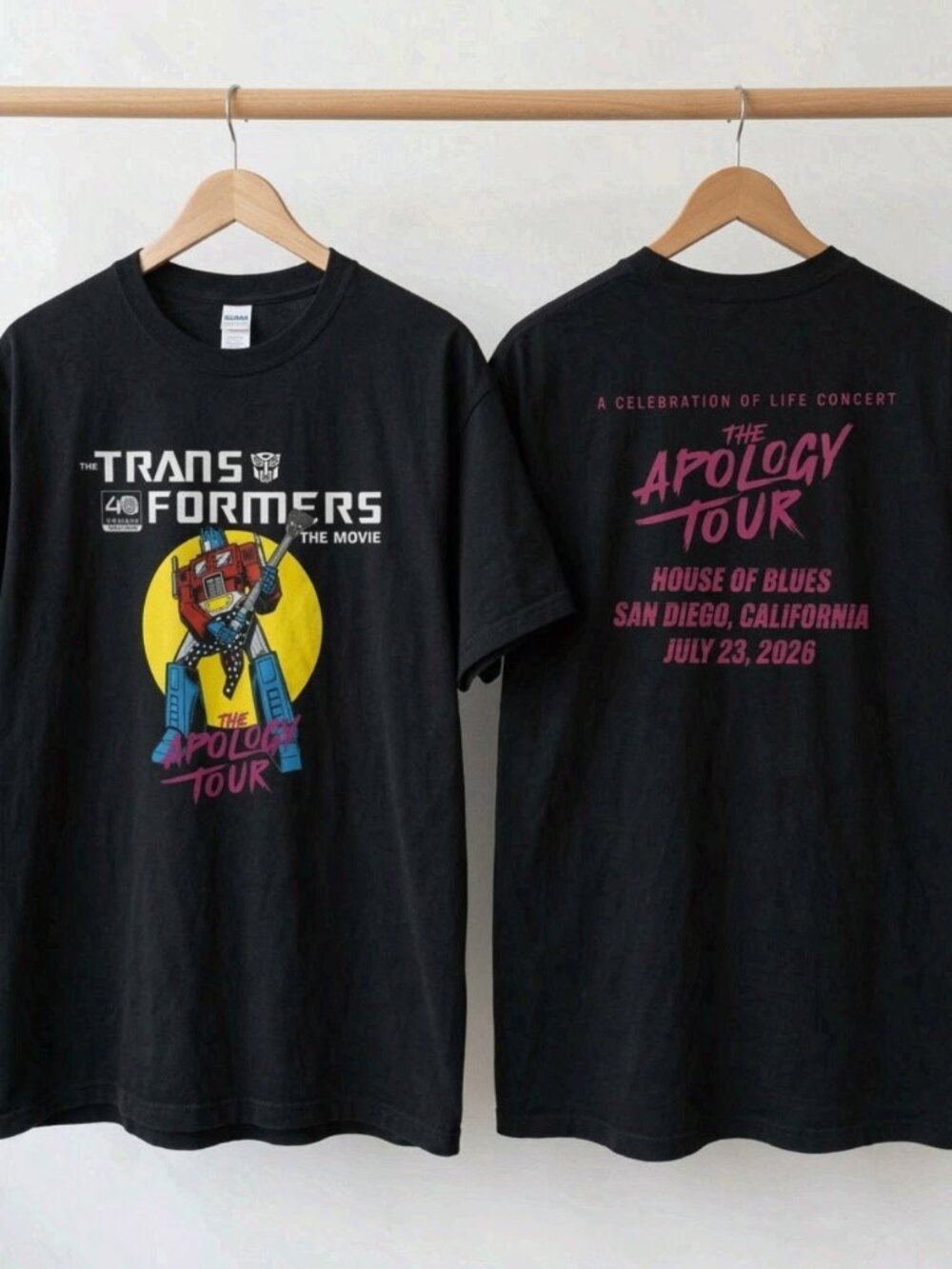 The Apology Tour Transformers Optimus Prime Graphic Tee Black Reprint